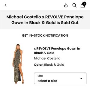 Michael Costello Black and Gold Evening Dress